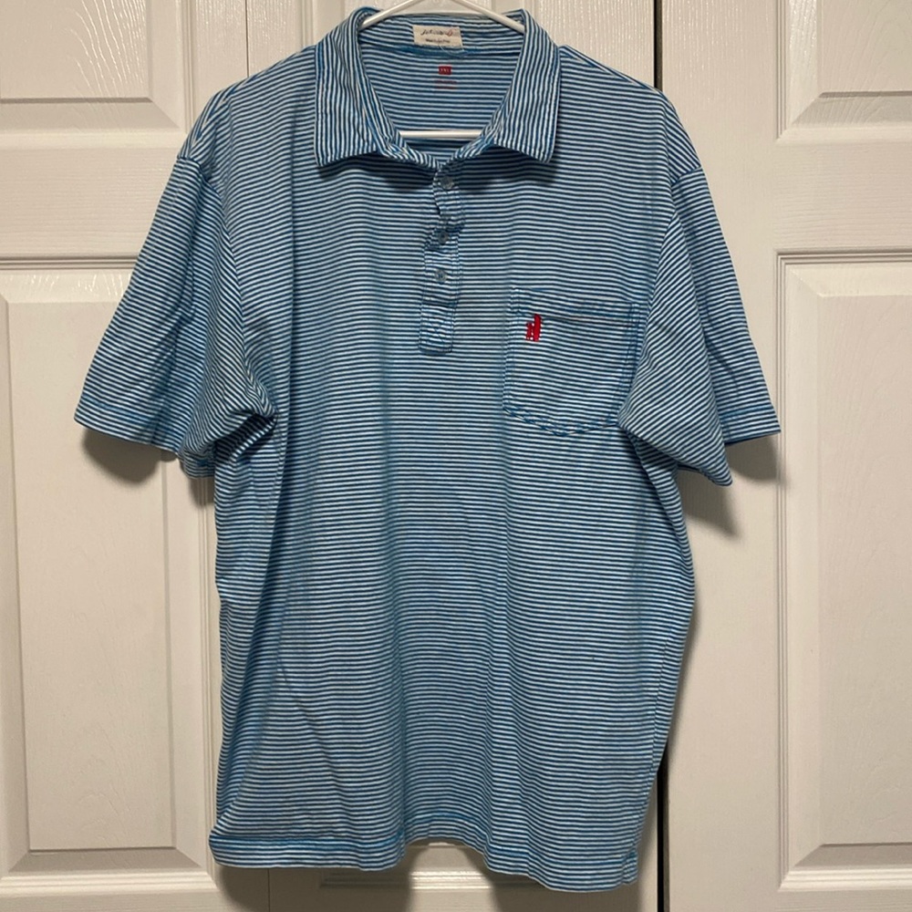 Johnnie O Blue stripe SS Polo Blue Stripe 100% Cotton 2XL XXL